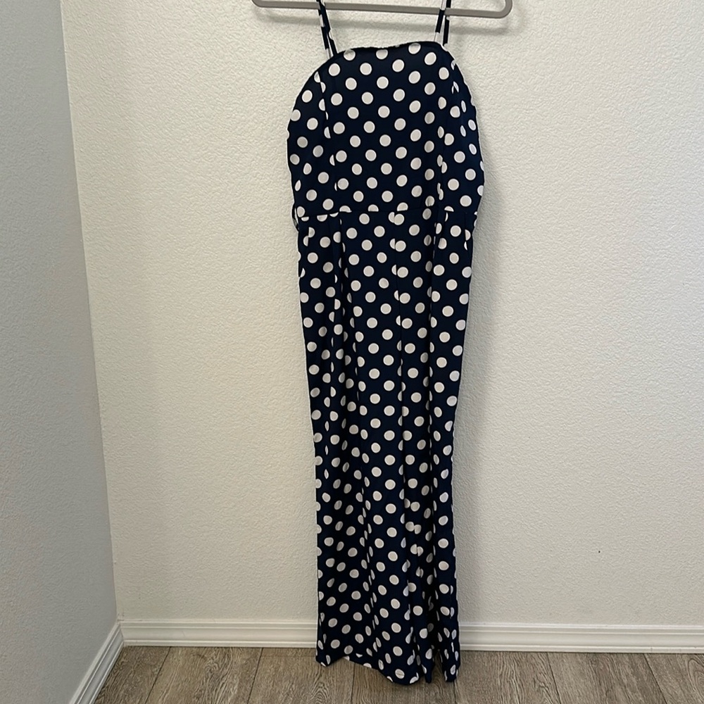 Navy polka dot jumpsuit size small - Picture 3 of 3